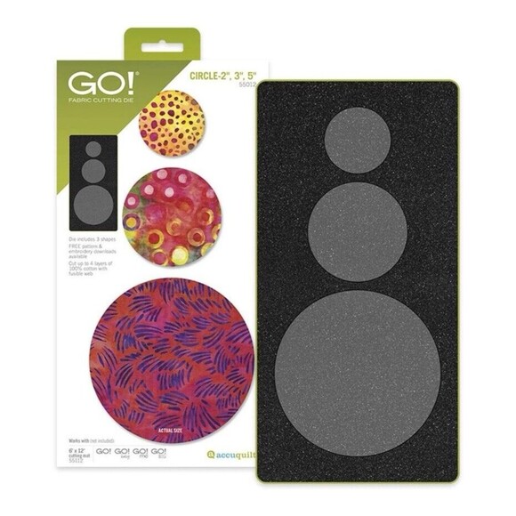 Accuquilt GO! Big Circle Die Set 2", 3", 5" Die , Circle Shape Cuts 3 Sizes, NEW - Picture 2 of 6